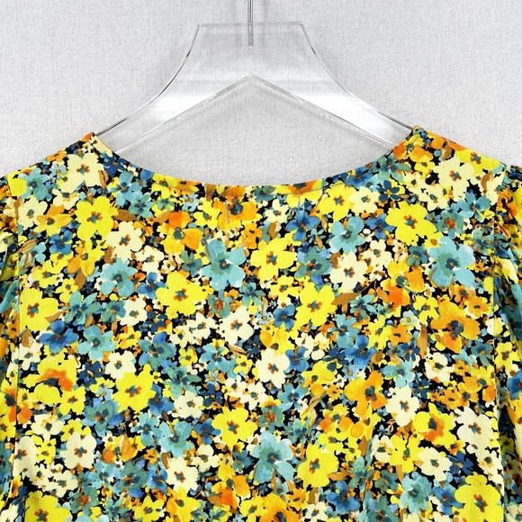 L SPACE Shine On Top Womens XS Yellow Daisy Diamond Floral Short Sleeve Cropped - Picture 8 of 13